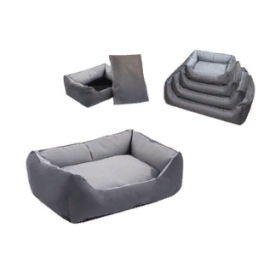 Лежак прямоугольный с подушкой №3, 87x62x24 серый